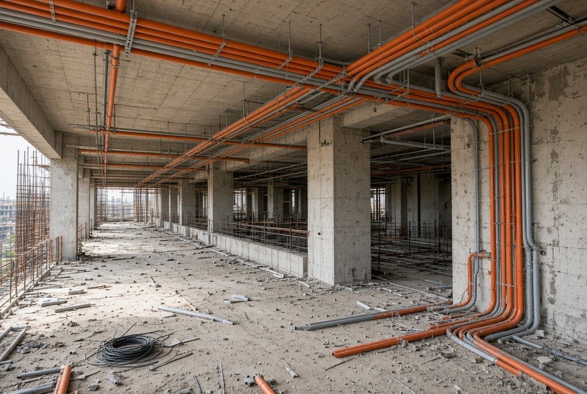 Multi-floor conduit laying